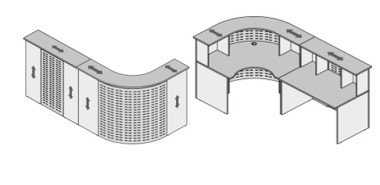 Стойка ресепшн Партнер угловая с металлическим экраном, комплект №2 2450x1270x1200 &mdash; Аэлита