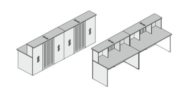 Стойка ресепшн Партнер прямая с металлическим экраном, комплект №3 2800x770x1200 &mdash; Аэлита