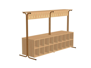 Вешалка напольная двухсторонняя на 36 мест 2336*862*1600 со стеллажом &mdash; Аэлита