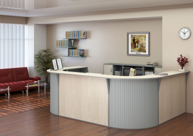 Стойка ресепшн Рива 1890х3140х1890*h1150 без тумбы с роллетой &mdash; Аэлита